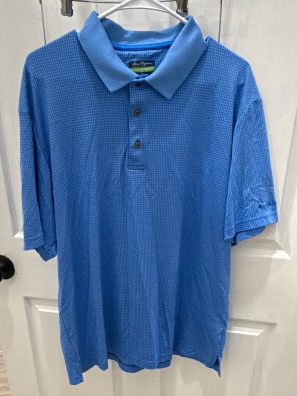 Ben Hogan Performance Men's XL Polo Shirt Blue Geometric Short Sleeve Button